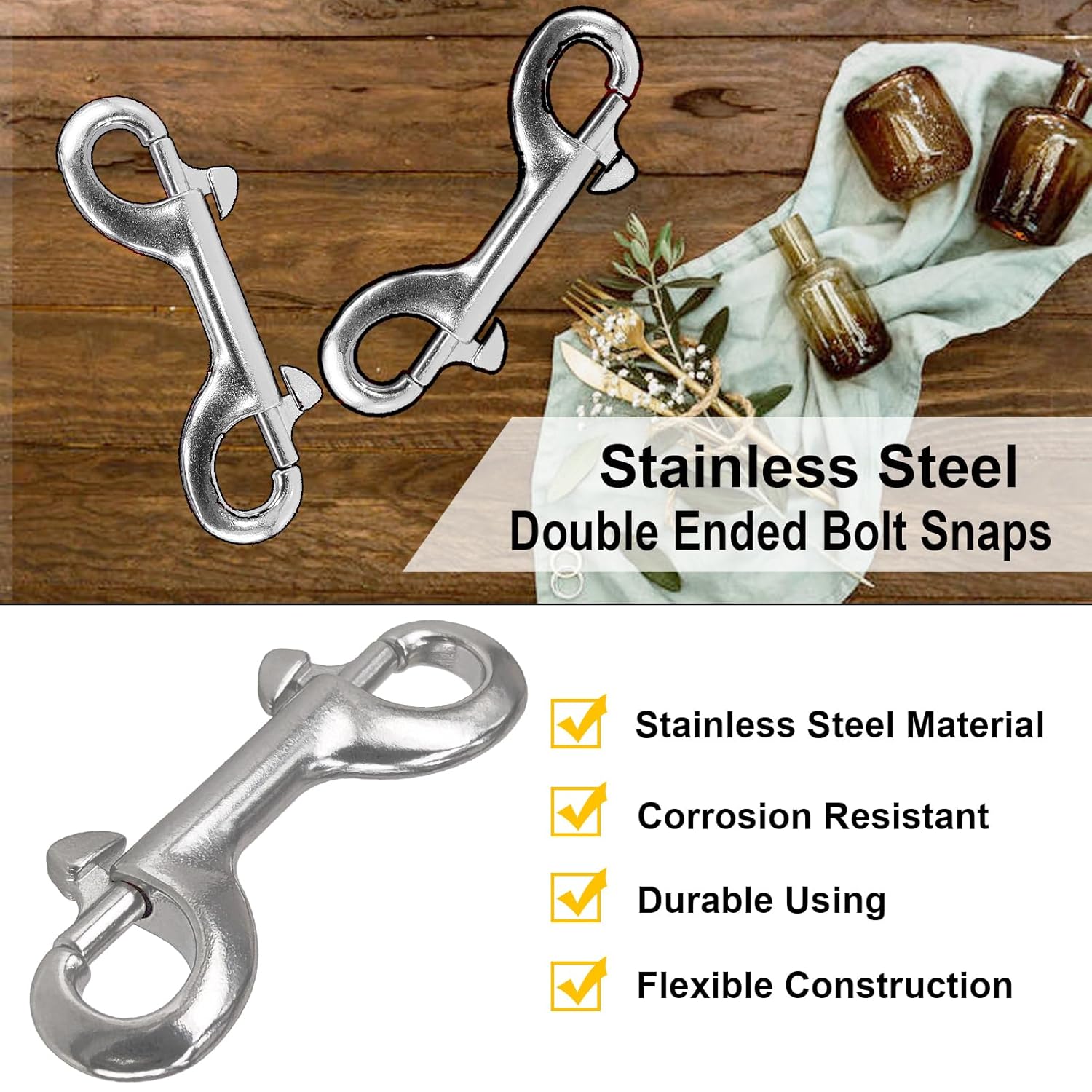 Pulado mecnicos double-ended bolt snap hooks stainless steel industrial applications