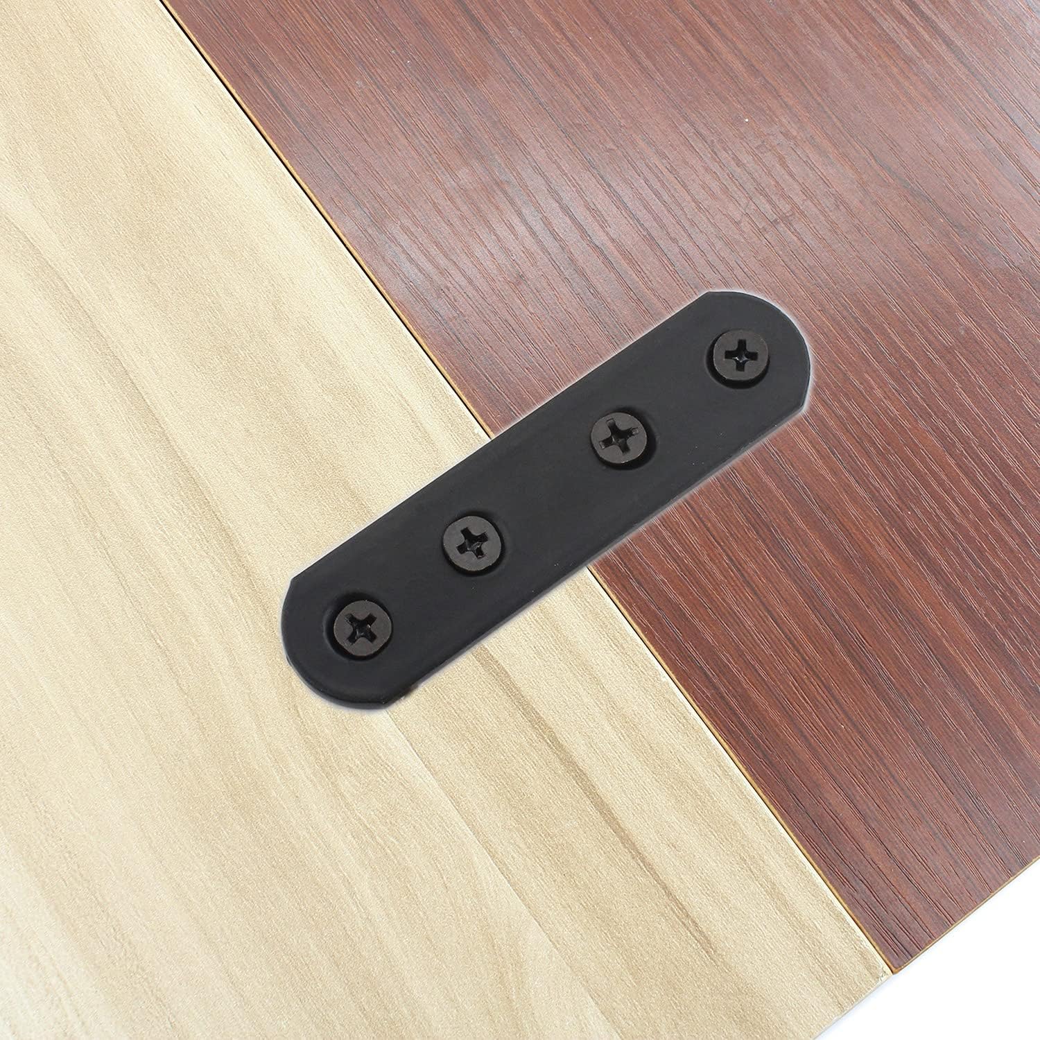 4-Pack Thick Black Iron Flat Mending Plate for Wood Furniture Repair