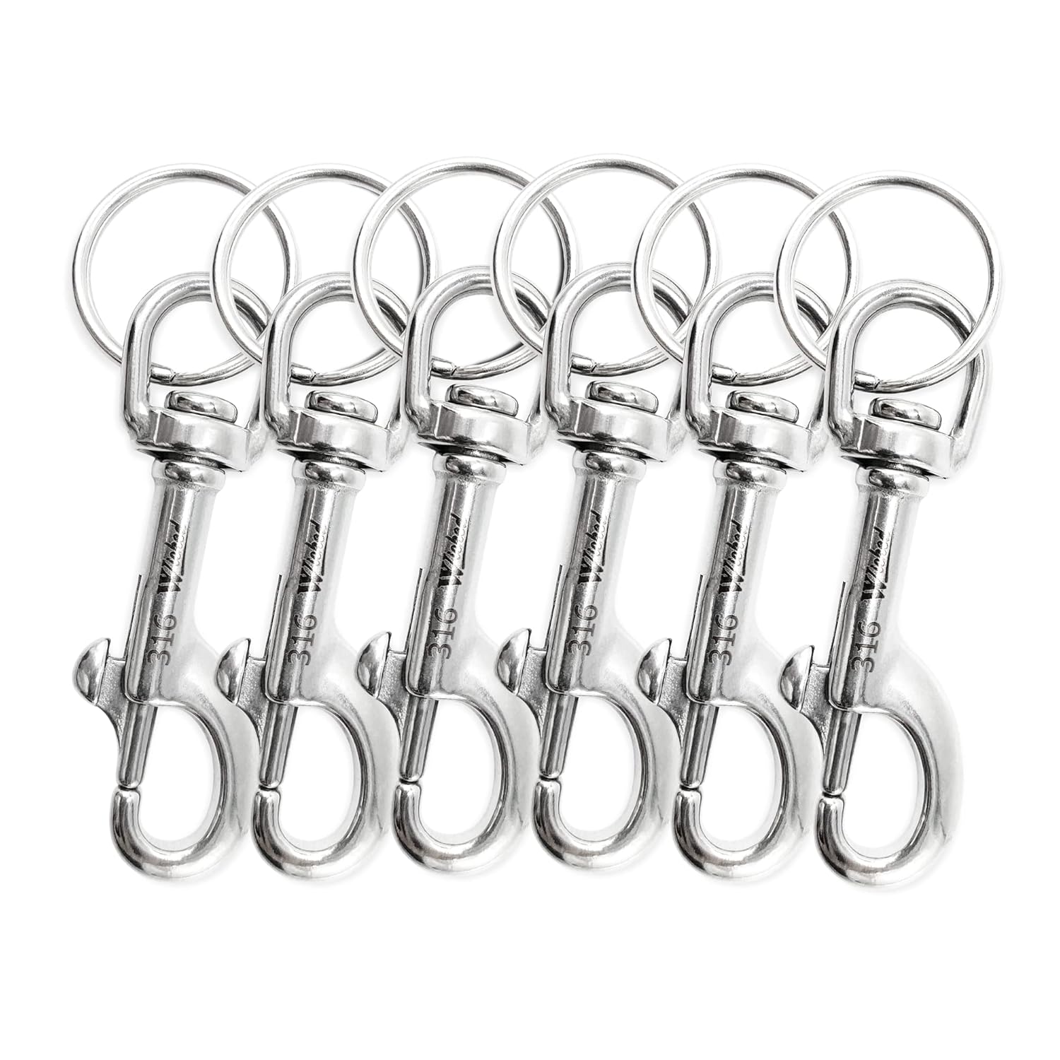 WICKED 316 Stainless Steel Swivel Eye Single Snap Bolt 6 Pack