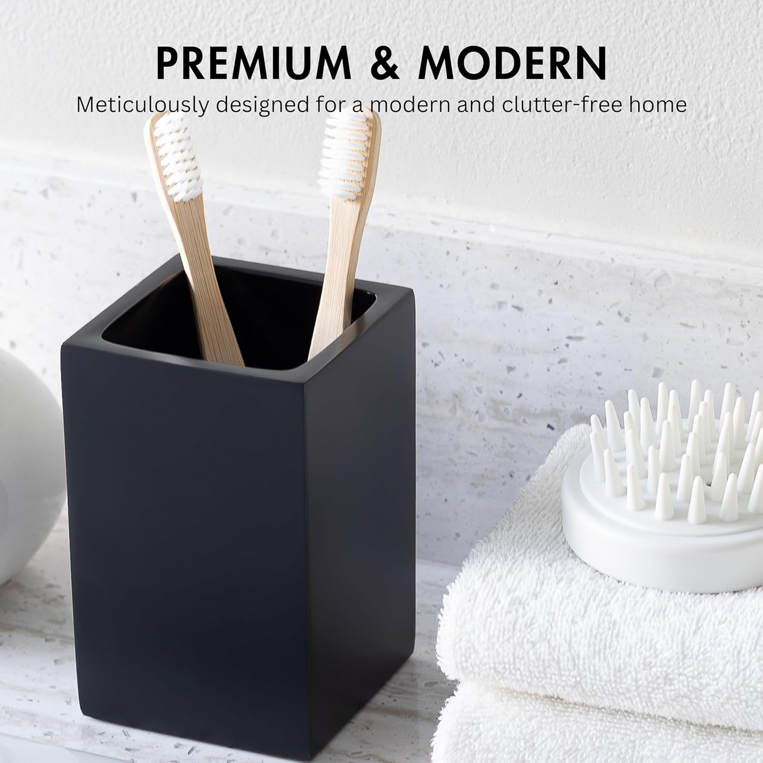 Matte Black Toothbrush and Toothpaste Holder for Bathroom Vanity and Countertop