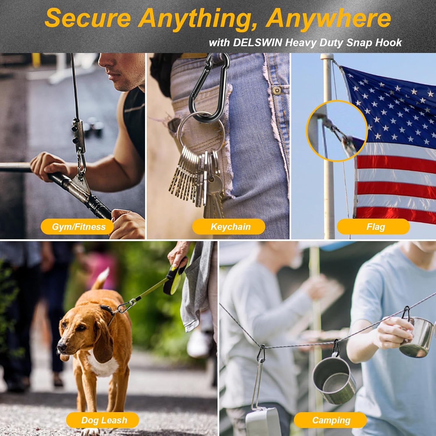 12-Piece Durable Carabiner Clips with 110 lbs Capacity for Birds Dogs