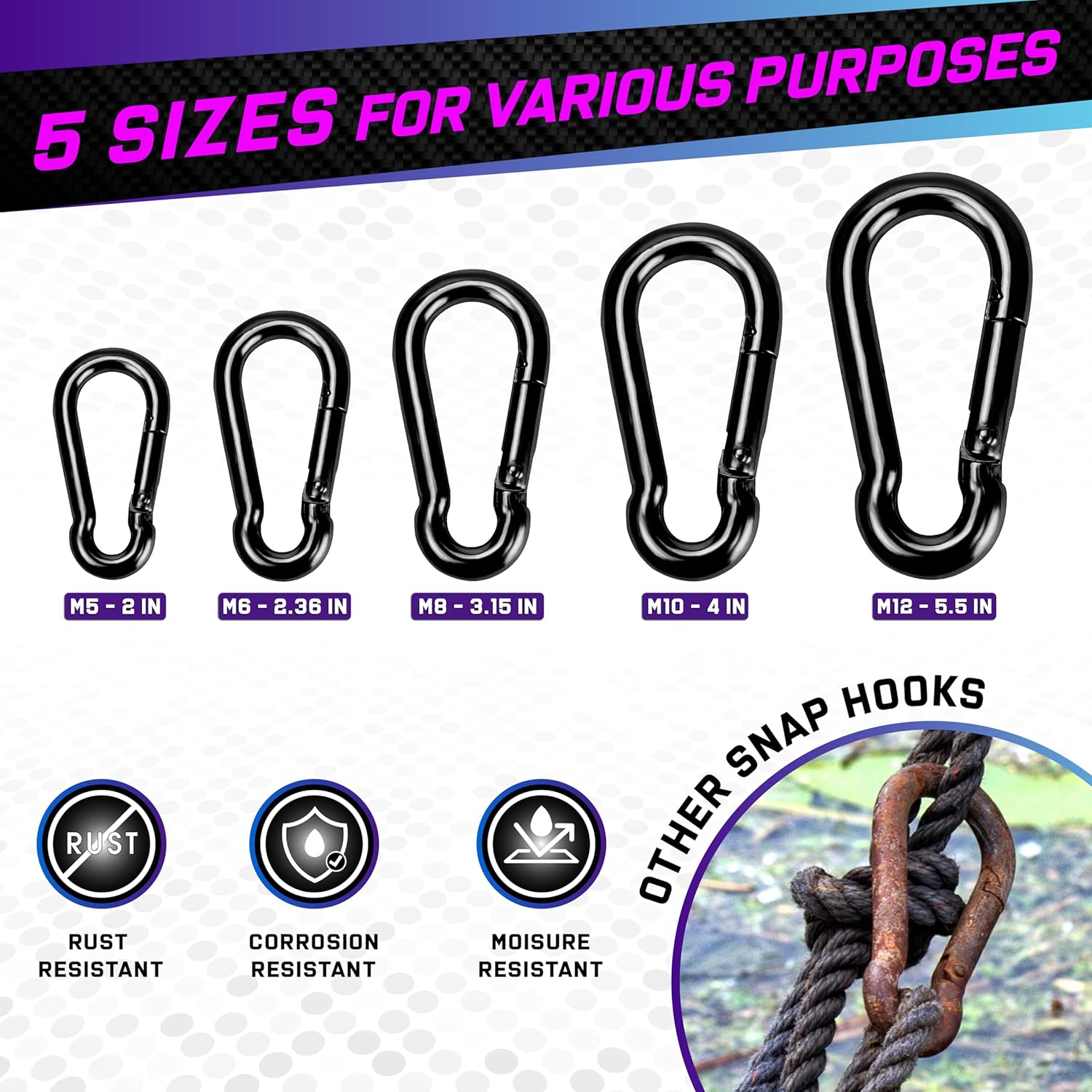 PAMAZY 1000LBS Spring Snap Hooks 2-Pack