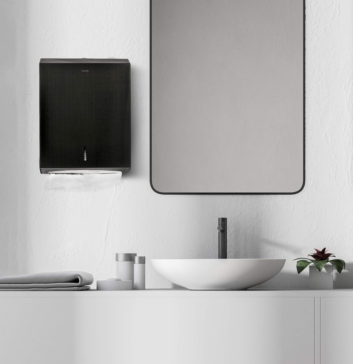 Alpine Black Towel Dispenser - Industrial Wall-Mount