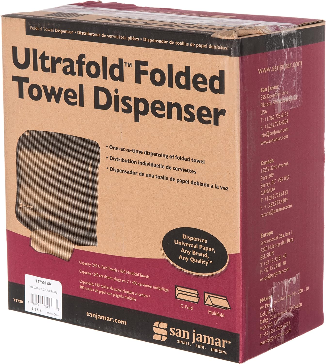 San Jamar Classic UltraFold Towel Dispenser Black 115x6 Inches
