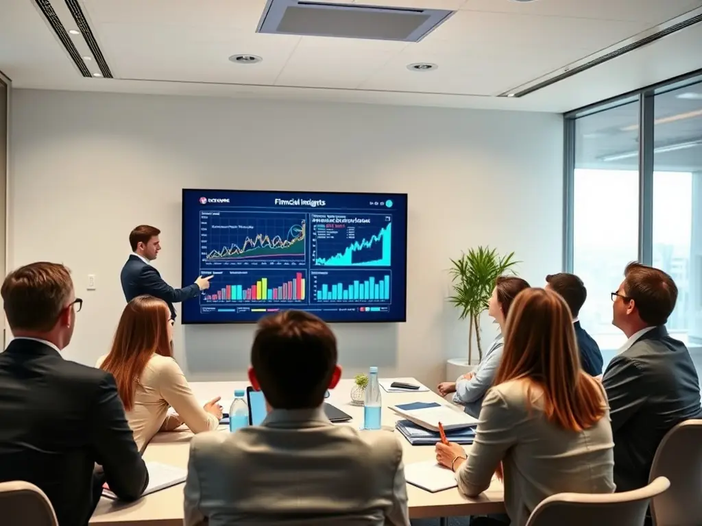 A data scientist presenting data-driven insights to a business team, showcasing trends and opportunities.